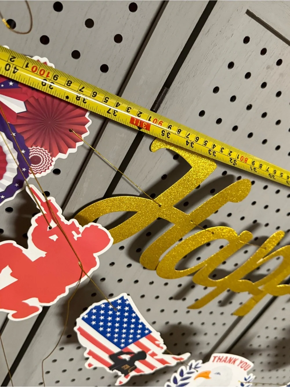 Veterans Day Gold Glitter Banner and Patriotic Garland